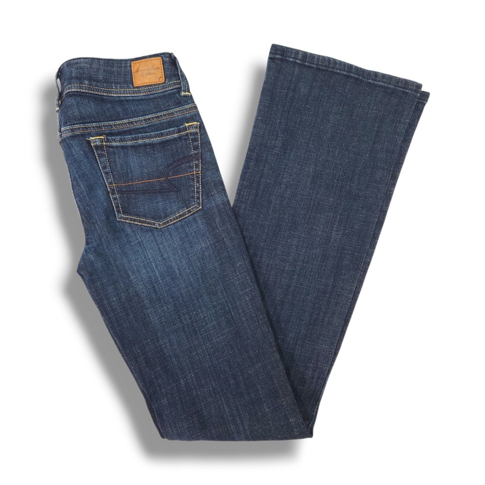 American Eagle Original Boot Mid Rise Bootcut Jeans Dark Wash Y2K 2 Long 28x34